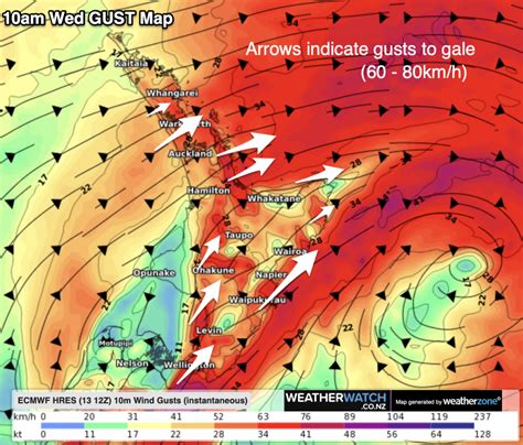 Latest Tracking Cyclone Gabrielles Centre Rain In The South