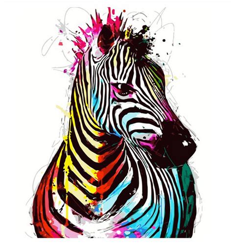 19 69x15 75 Zebra Color DIY Pintura por números PBN Etsy