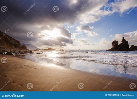 Dramatic Sunset View of Benijo Beach on Tenerife Island, Spain Stock ...