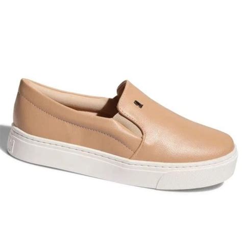 T Nis Slip On Couro Nude Sola Baixa Santa Lola Slipper Slip On