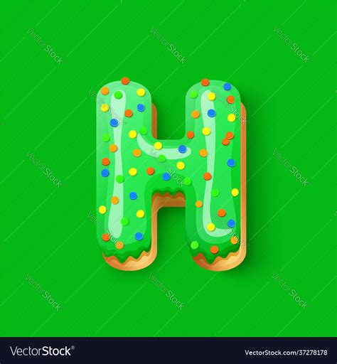 Donut Icing Green Upper Latters H Font Donuts Vector Image