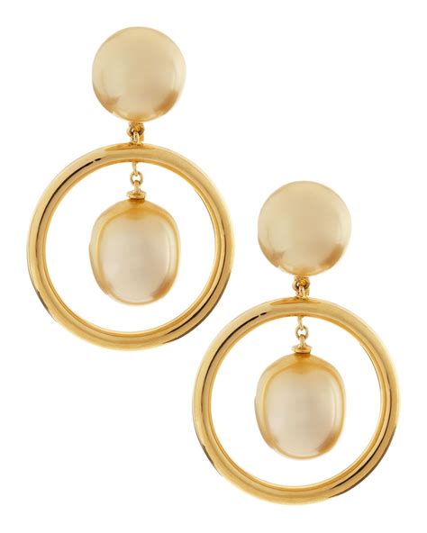 Assael 18k Gold Hoop South Sea Pearl Drop Earrings In Gold Lyst