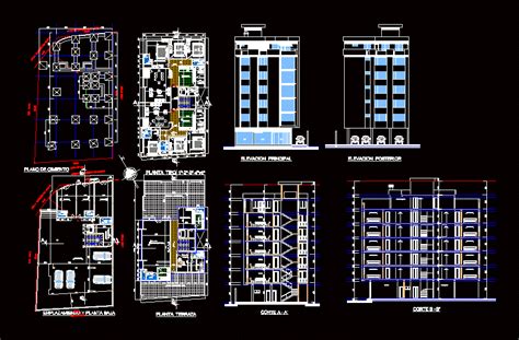 Edificio De Pisos Completo Zip En Autocad Librer A Cad