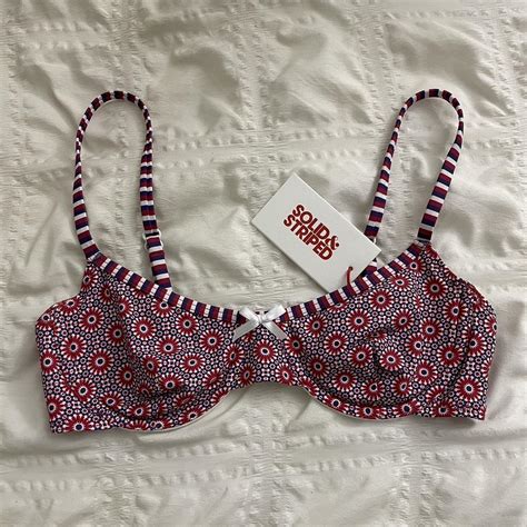 Brand New Solid And Striped Bikini Top Patriotic Depop