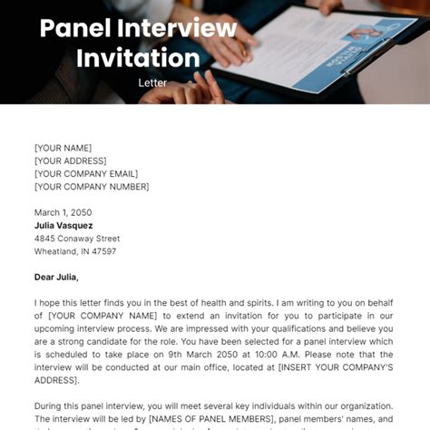 Panel Interview Invitation Letter Template Edit Online And Download