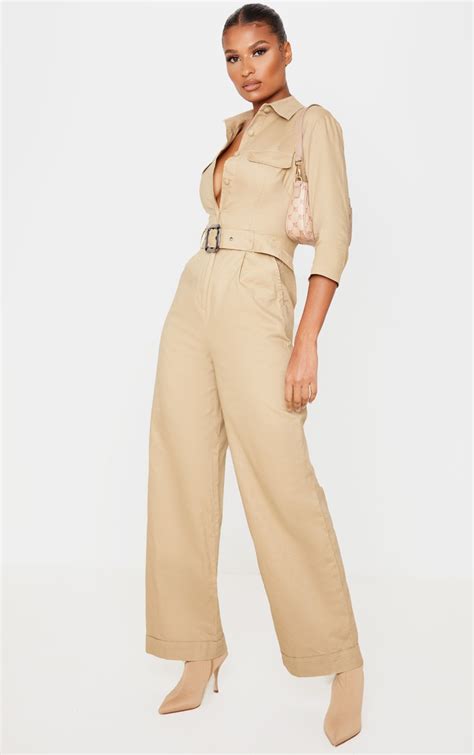 Stone Belt Detail Cargo Jumpsuit Prettylittlething Usa