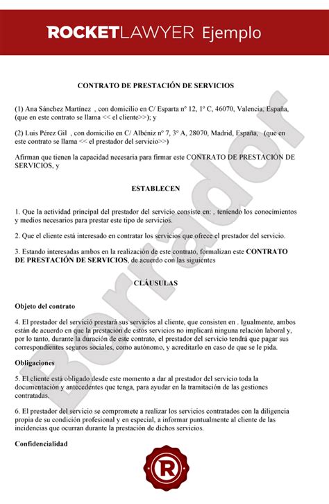 Modelo De Contrato De Prestación De Servicios