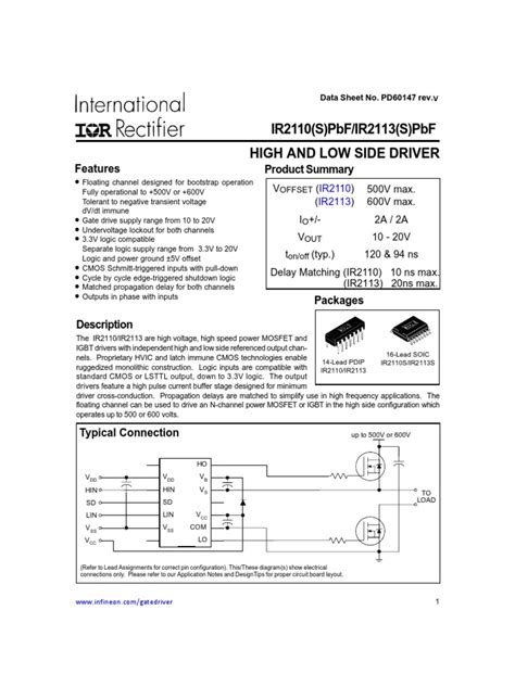 Infineon IR2110 DataSheet v01 00 en | PDF | Logic Gate | Cmos