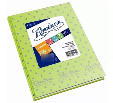 Cuaderno Rivadavia Tapa Dura 50h Rayado Verde M Lunares Gris MercadoLibre