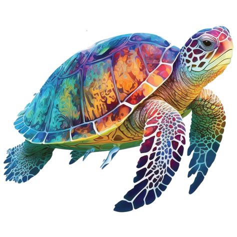 Colorful Watercolor Sea Turtle, Digital Downloads, Turtle Clipart, Sea ...