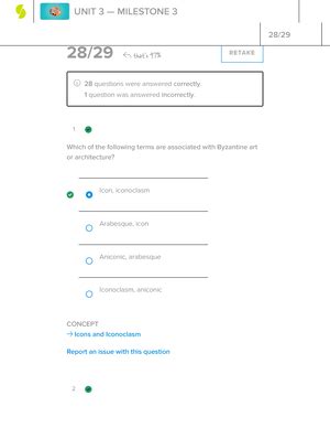 Art History Milestone Unit Milestone Score You Passed