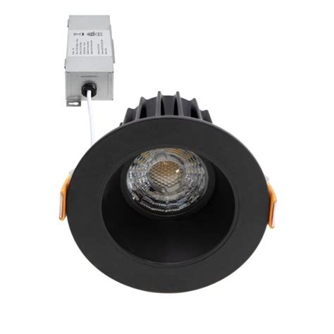 2 In Slim Round Recessed Anti Glare LED Downlight Black Trim Canless