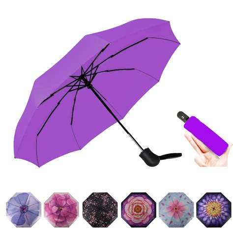 Siepasa Automatic Small Lightweight Folding Umbrella Purple Waterproof Windproof