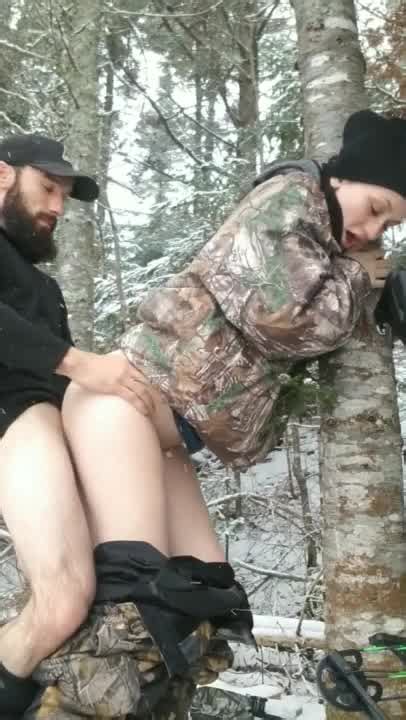 Deer Season No Its Cumshot Season On Outdoor Arse While Hunting