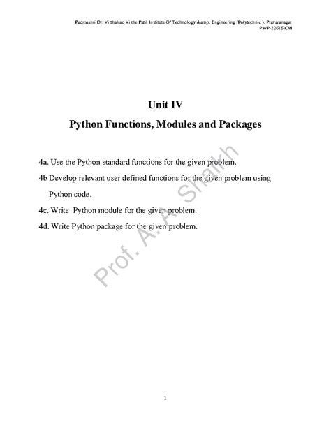 Unit IV Python Functions PWP 22616 CM Unit IV Python Functions