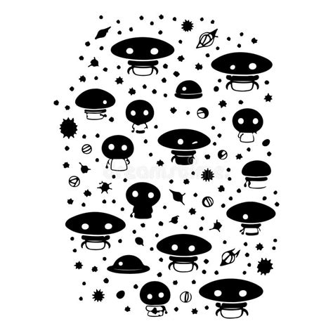 Doodle Alien Ufo Space Hand Draw Illustration Sketch Hand Draw Stock