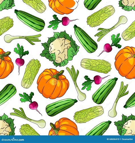 Ripe Farm Vegetables Seamless Pattern Stock Vector Illustration Of