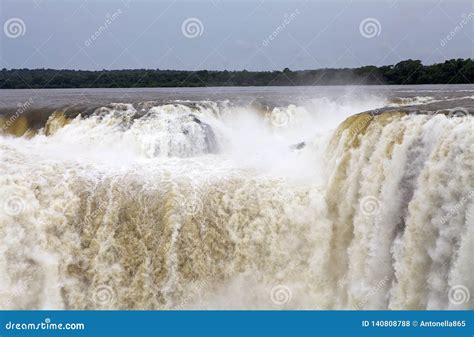 Devil`s Throat of Iguazu Falls from the Argentine Side Stock Photo ...