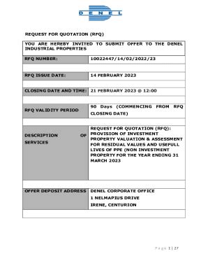 Fillable Online Admin Denel Co Rfq Template Property Valuation