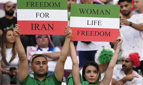 Woman Life Freedom Iran Protests On The Worlds Stadium