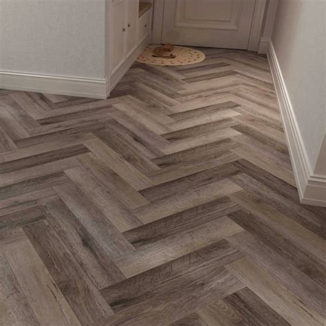 Aged Walnut Herringbone Mm Spc Lvt Heavy Duty Wear Layer Click