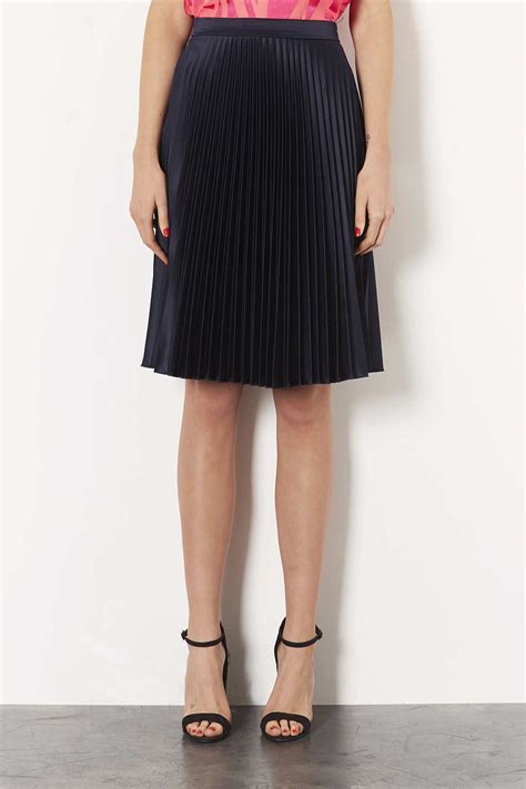 Topshop Navy Sunray Pleat Skirt In Blue Lyst