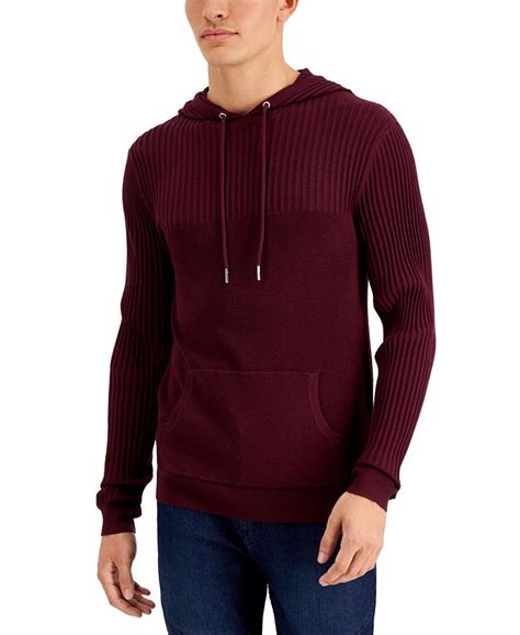 Inc International Concepts Mens Regular Fit Ribbed Hooded Sweater