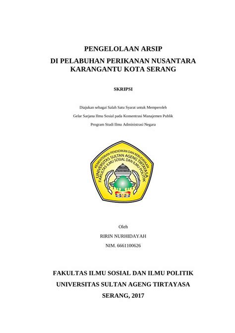 Pdf Pengelolaan Arsip Di Pelabuhan Perikanan Repository Fisip