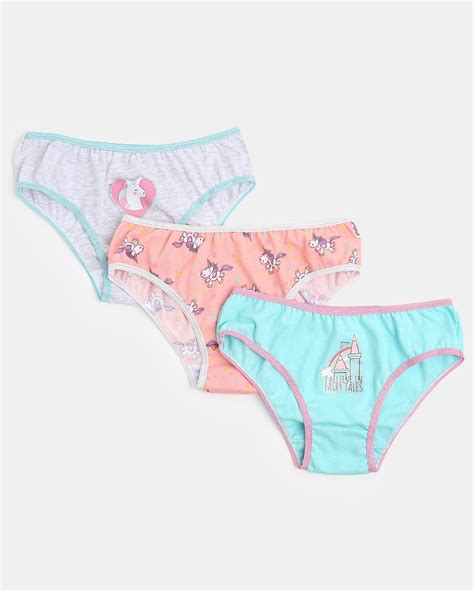 Riachuelo Kit Calcinha Infantil 3 Peças Unicórnio Rosa Cinza Branco