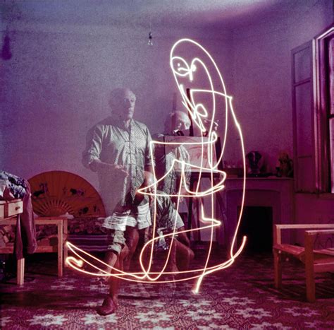 Picasso Light Drawing Vintage Photo By Gjon Mili Captures Artist At