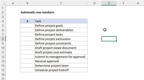 Automatic Row Numbers Excel Formula Exceljet