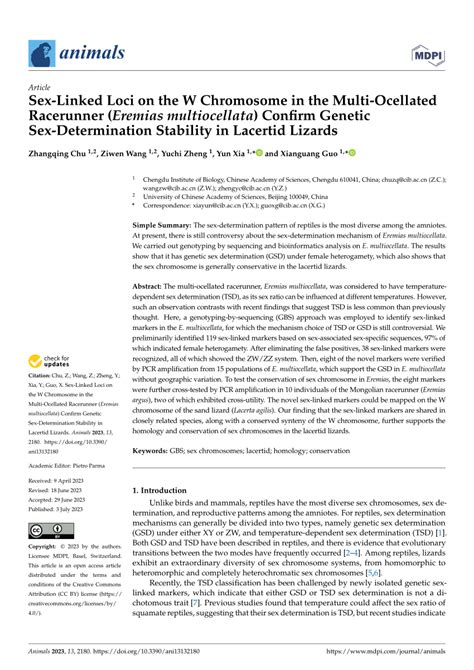 Pdf Sex Linked Loci On The W Chromosome In The Multi Ocellated