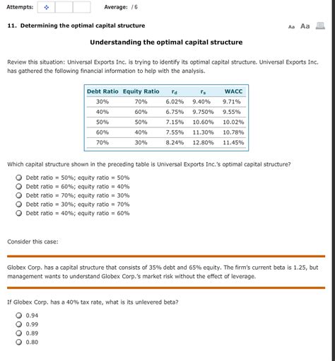solved determining  optimal capital structure cheggcom