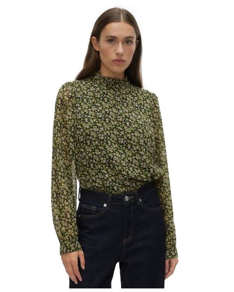 Vero Moda Floral Print Mock Neck Blouse In Green Lyst