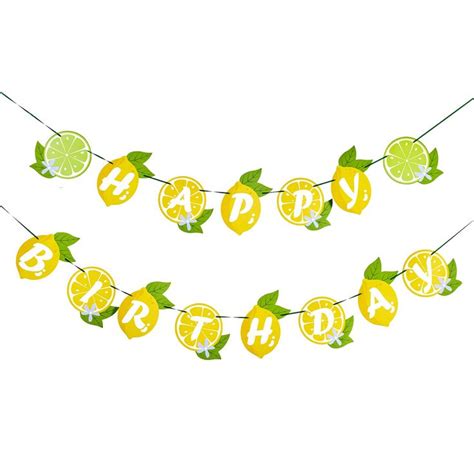 Sunbeauty Lemon Happy Birthday Banner Lemon Party Decorations Summer