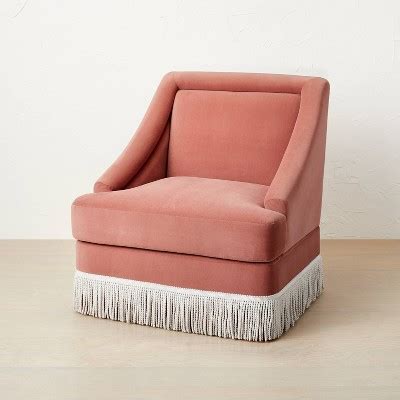 Alberhill Velvet Accent Chair With Fringe Pink Opalhouse Designed