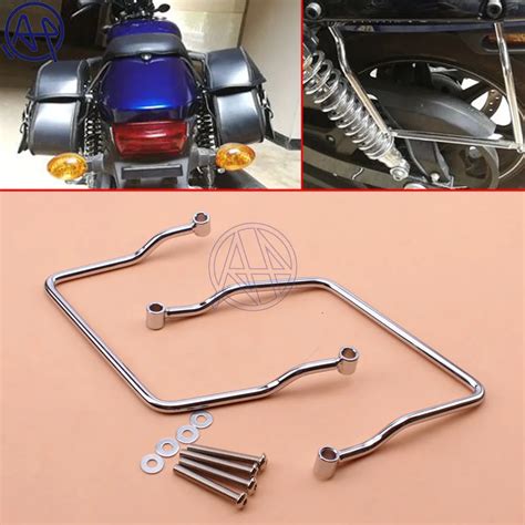 1set Motorcycles Chrome Saddle Bag Support Bar Bracket Mount 24cm Kit