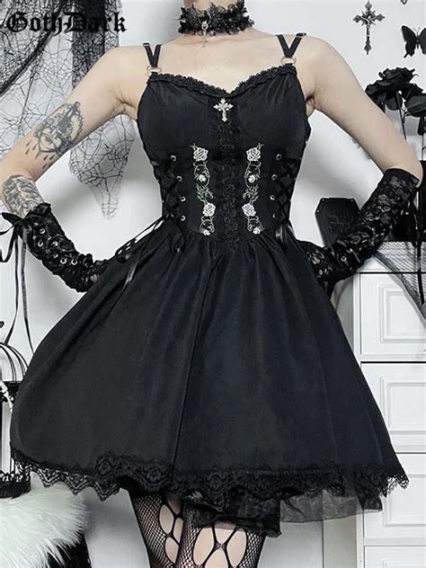 Goth Dark Lolita Gothic Aesthetic Bandage Corset Dresses Grunge Style