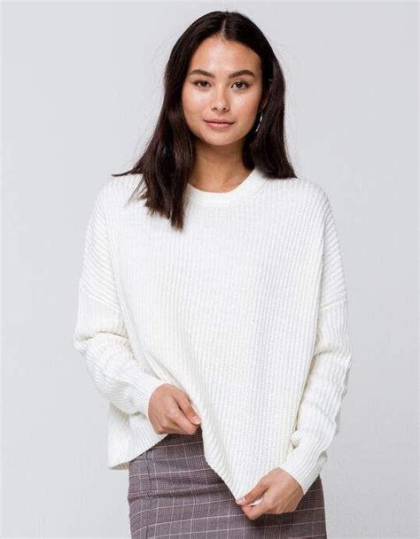 Sky And Sparrow Drop Shoulder Womens Cream Sweater Cream Tillys