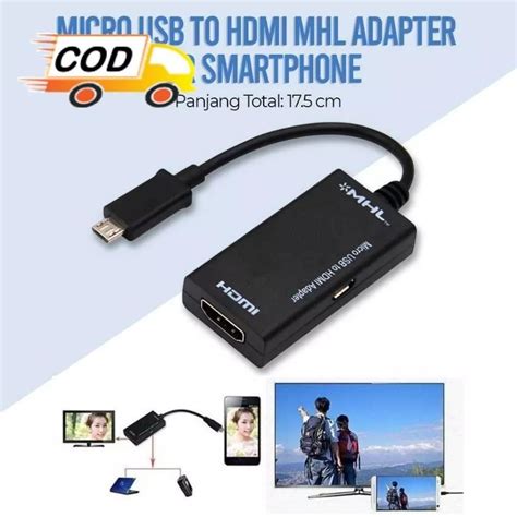 Jual Kabel Konektor Hp Mhl Ke Tv Converter Micro Usb To Hdmi Sambungan