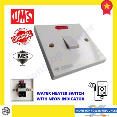 UMS 20A 250V AC DP Flush Switch With Neon Indicator Water Heater Switch