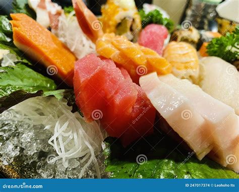 Sashimi Set Traditional Japanese Food With Salmon Tuna Shrimp