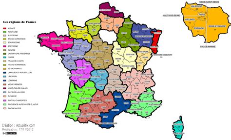 Carte administrative des régions de France