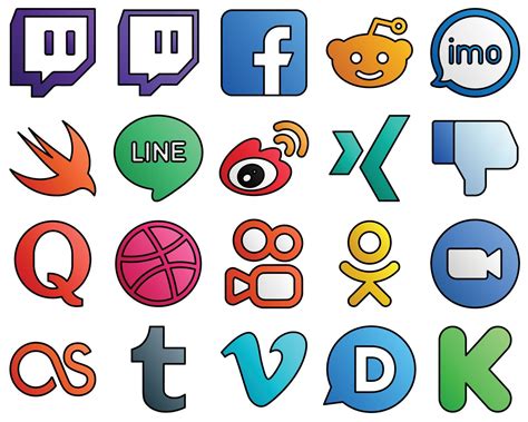 20 Versatile Icons Facebook Xing And Sina Filled Line Style Social