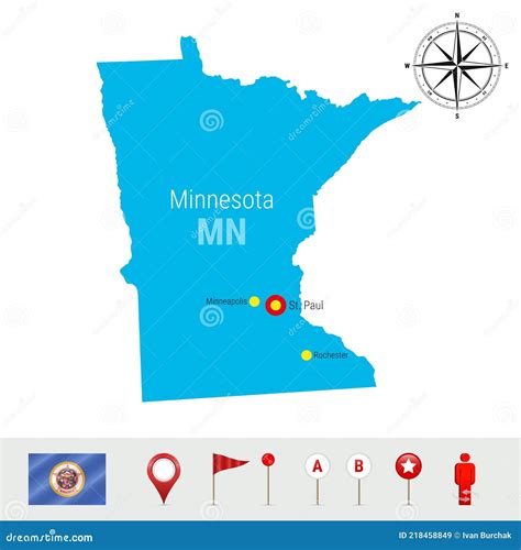 Mapa Vectorial De Minnesota Aislado Sobre Fondo Blanco Silueta