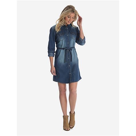 Women S Long Sleeve Western Denim Shirt Dress Womens Dresses And Skirts By Wrangler®