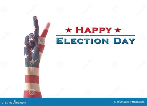 Happy Election Day with Isolated V Shape Hand Sign for Voting on USA ...