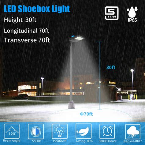 Led Parking Lot Light Adjustable Shoebox Street Pole Commercial Area