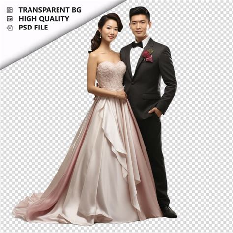 Premium Psd Rich Asian Couple Ultra Realistic Style White Background