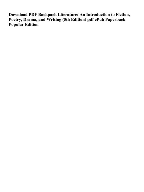 Backpack Literature 6th Edition Free